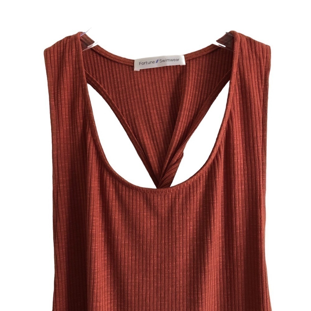Fortune Swimwear Ribbed Knit Twist Back Cover Up Small - Picture 9 of 12